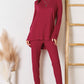 BASIC BAE Full Size Ribbed Round Neck High-Low Slit Top and Pants Set