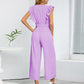 Ruffled Surplice Cap Sleeve Jumpsuit