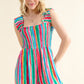 AND THE WHY Full Size Striped Smocked Sleeveless Jumpsuit/ S-3XL