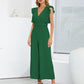 Ruffled Surplice Cap Sleeve Jumpsuit