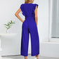 Ruffled Surplice Cap Sleeve Jumpsuit