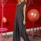 BiBi Checkered Cap Sleeve Wide Leg Jumpsuit with Pockets