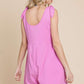 CULTURE CODE Charm Pink Full Size Shoulder Knot Baggy Romper