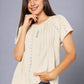 DOUBLE TAKE Pastel Yellow Crochet Buttoned Short Sleeves Top