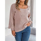 Openwork Buttoned Square Neck Sweater
