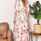 DOUBLE TAKE Printed Surplice Balloon Sleeve Dress