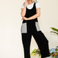 CELESTE Full Size Stripe Contrast Pocket Rib Jumpsuit