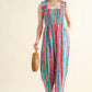 AND THE WHY Full Size Striped Smocked Sleeveless Jumpsuit/ S-3XL