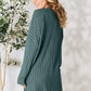BASIC BAE Full Size Ribbed Round Neck Long Sleeve Slit Top/ S-3XL