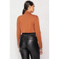 Camel Deep-v Cropped Power Shoulder Blazer Bodysuit