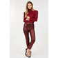 Dark Red Animal Skin Vinyl Ankle Pants