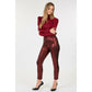 Dark Red Animal Skin Vinyl Ankle Pants