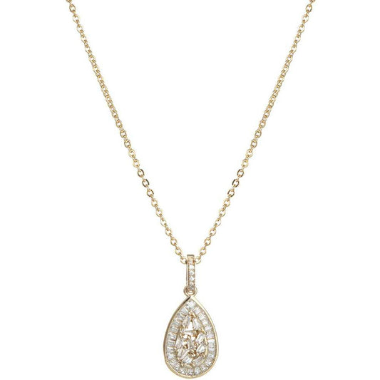 Cubic Zirconia Baguette Teardrop Necklace