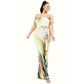 Plus-size Strapless Color Brushed Jumpsuit with Waist Tie