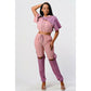 2 Piece Pants Set In Color Block with Hooded Top and Detachable Bottom Part