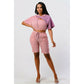2 Piece Pants Set In Color Block with Hooded Top and Detachable Bottom Part