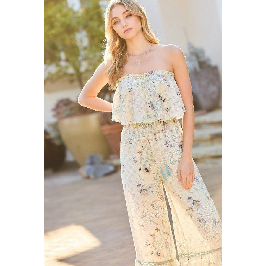 Casual Strapless Boho Print Summer Jumpsuit