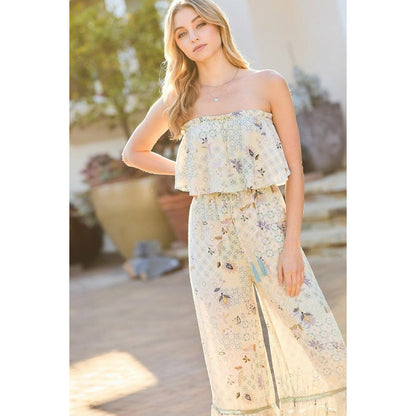 Casual Strapless Boho Print Summer Jumpsuit