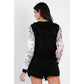Ensemble haut et short à capuche et short zippés noirs et multicolores à imprimé color block