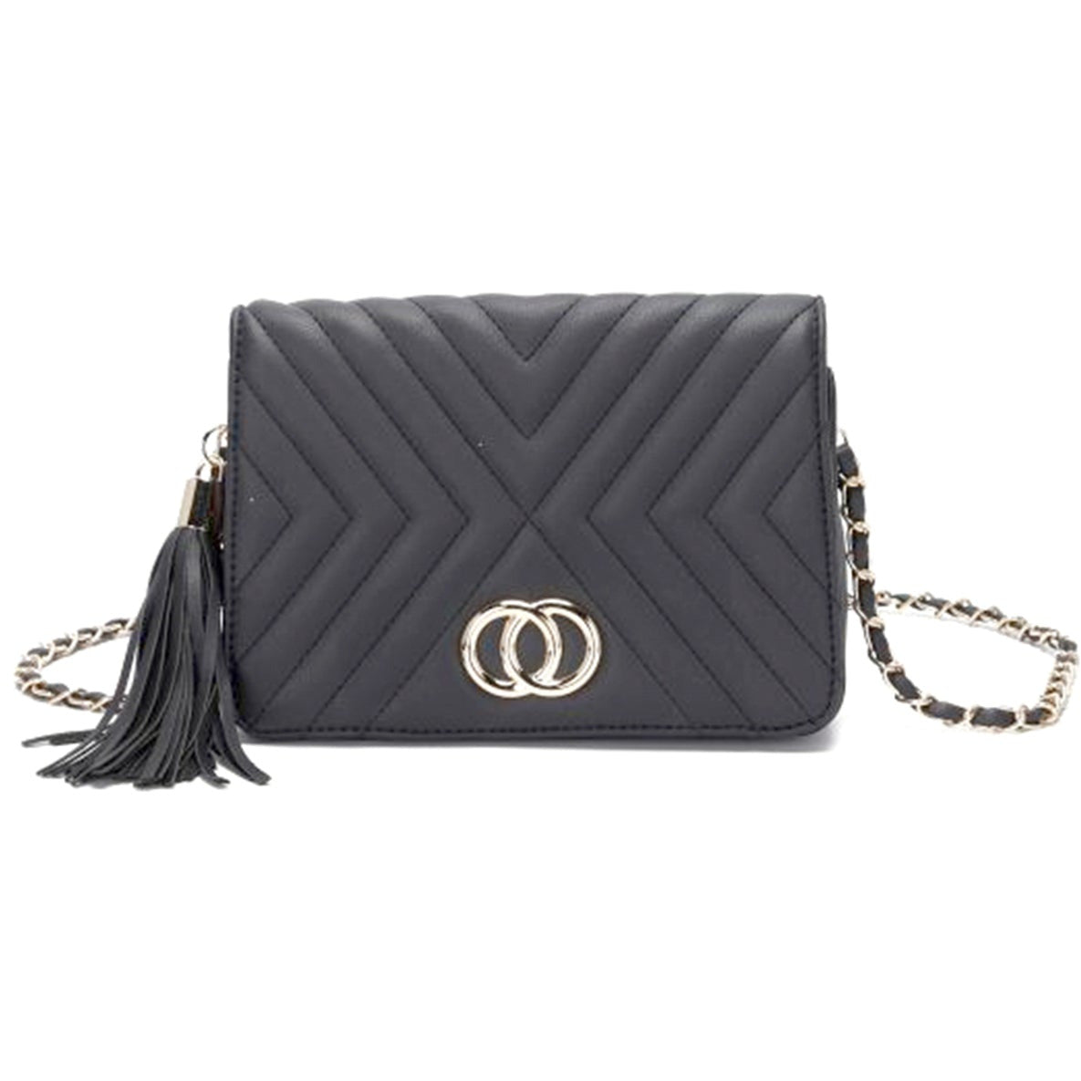 Sac à bandoulière Fashion Double Metal Pattern Stitching Tassel