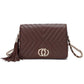 Fashion Double Metal Pattern Stitching Tassel Crossbody Bag