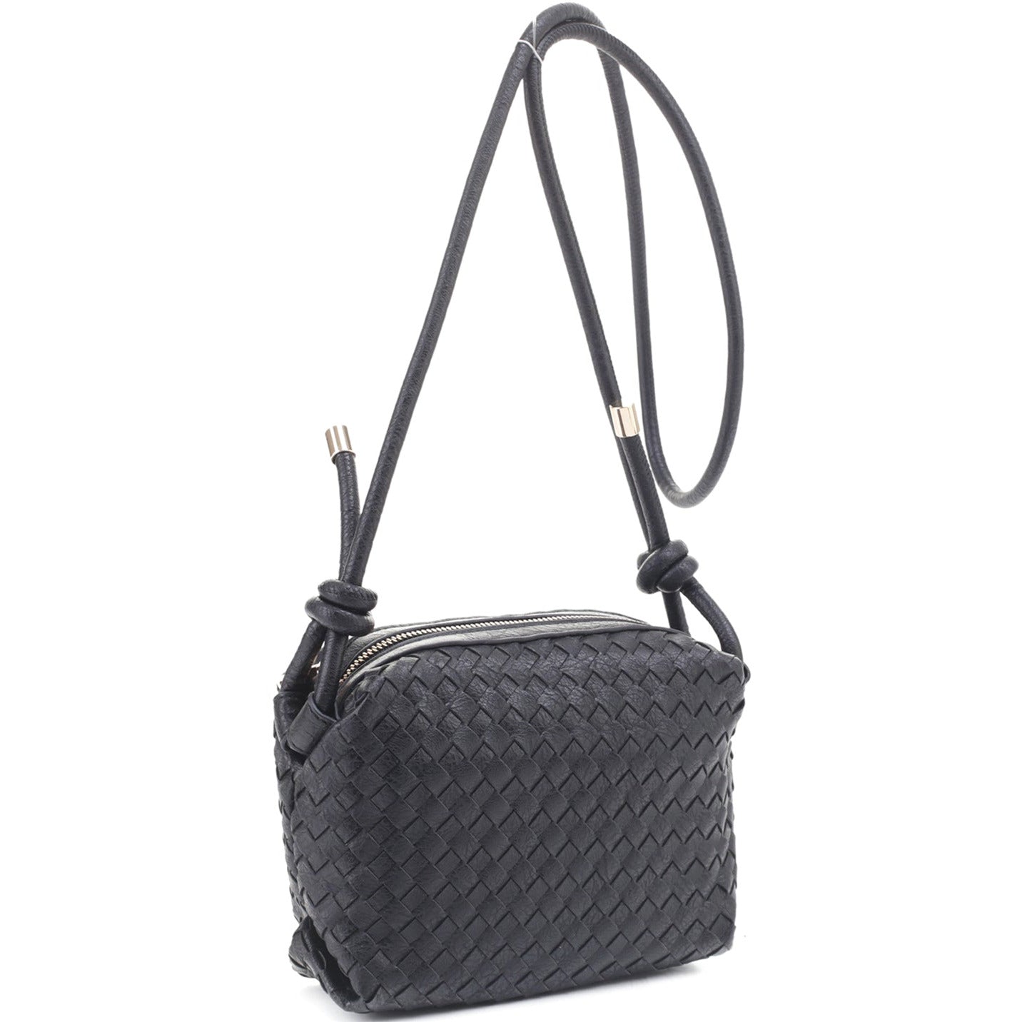 Sac à bandoulière zippé à texture tressée