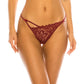 Red Rhubarb Floral Lace Thong