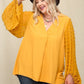 Woven And Textured Plus-size Chiffon Top With Voluminous Sheer Sleeves