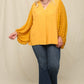 Woven And Textured Plus-size Chiffon Top With Voluminous Sheer Sleeves