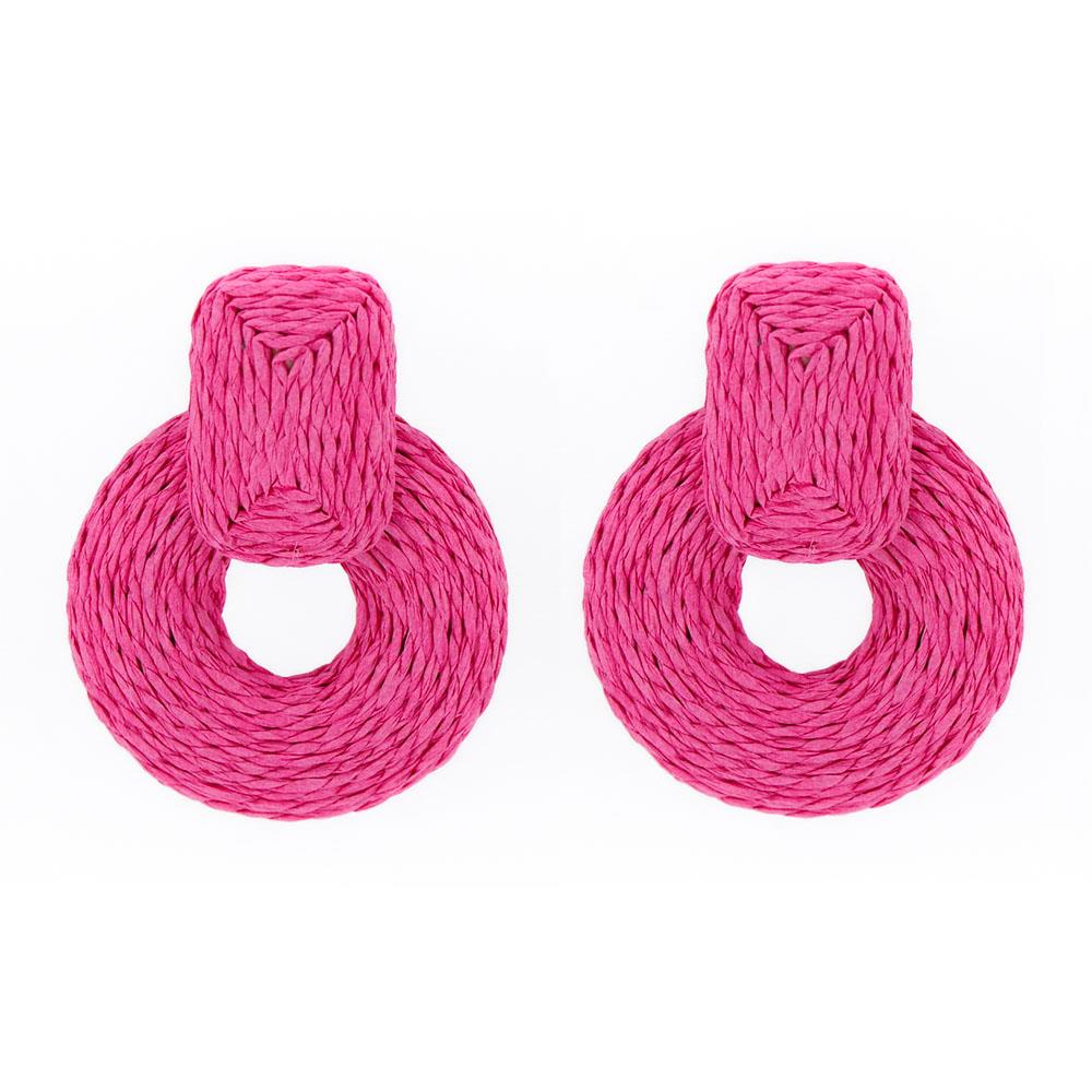 Round Colorful Raffia Wrap Earring