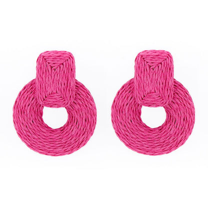 Round Colorful Raffia Wrap Earring