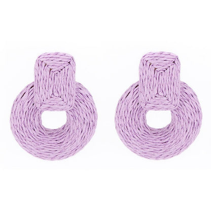Round Colorful Raffia Wrap Earring