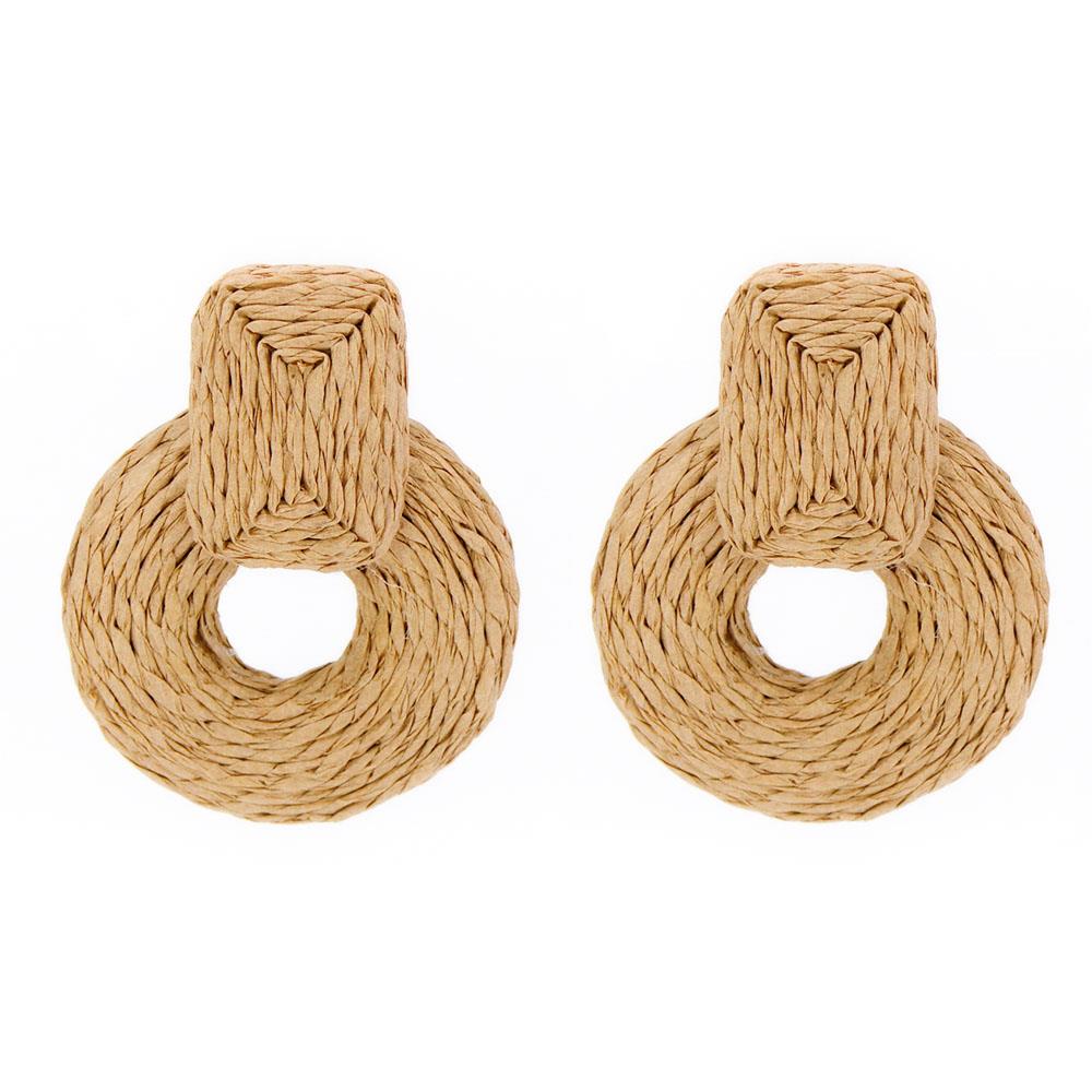 Round Colorful Raffia Wrap Earring