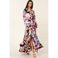 Color Block Printed Silk-like Maxi Shirt Dress