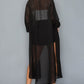 Chiffon Button Down Long Sleeve Side Slit Long Top With Short Set