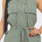 Zip-up Sleeveless Hooded Cargo Jumpsuit