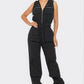 Zip-up Sleeveless Hooded Cargo Jumpsuit