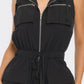 Zip-up Sleeveless Hooded Cargo Jumpsuit
