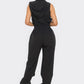 Zip-up Sleeveless Hooded Cargo Jumpsuit
