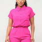 Button Down Pocket Loose Fit Top And Shorts Set