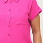 Button Down Pocket Loose Fit Top And Shorts Set