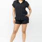 Button Down Pocket Loose Fit Top And Shorts Set