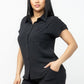 Button Down Pocket Loose Fit Top And Shorts Set