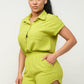 Button Down Pocket Loose Fit Top And Shorts Set