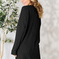 BASIC BAE Full Size Ribbed Round Neck Long Sleeve Slit Top/ S-3XL