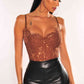 Lace Spaghetti Straps Cutout Bodysuit