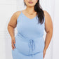 CAPELLA  Flatter Me Full Size Ribbed Front Tie Midi Dress in Pastel Blue
