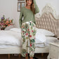 XYM Round Neck Top and Printed Pants Lounge Pajama Set