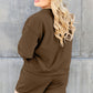 DOUBLE TAKE Full Size Texture Long Sleeve Top and Drawstring Shorts Set
