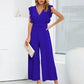 Ruffled Surplice Cap Sleeve Jumpsuit